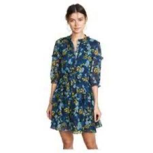 Saloni Teal tilly ruffle mini dress